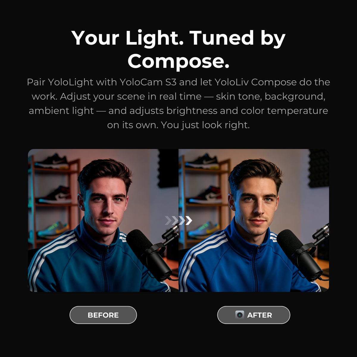 YoloLiv YoloLight Air – Professionelles 4600-Lumen-Studiolicht mit Tischklemme