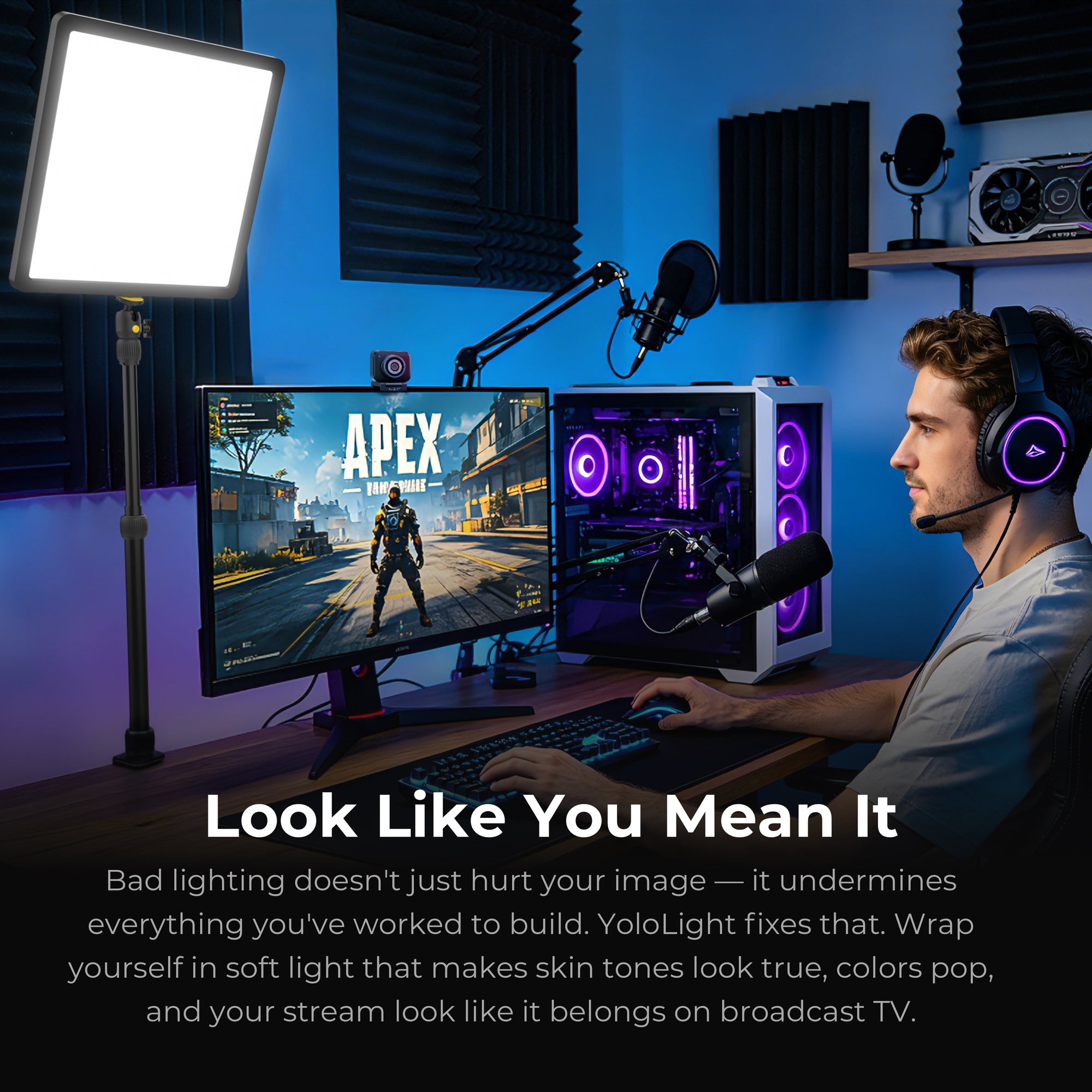 YoloLiv YoloLight Air - Professional 4600 lumens Studio Light with Desk clamp