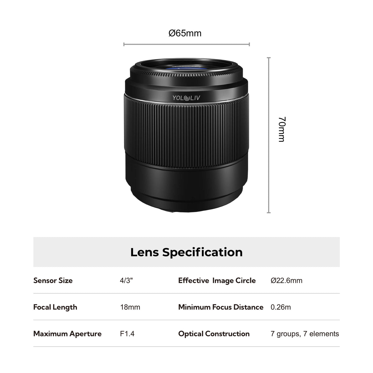 YoloLiv 18mm F1.4 Micro Four Thirds Objektiv (nur JP)
