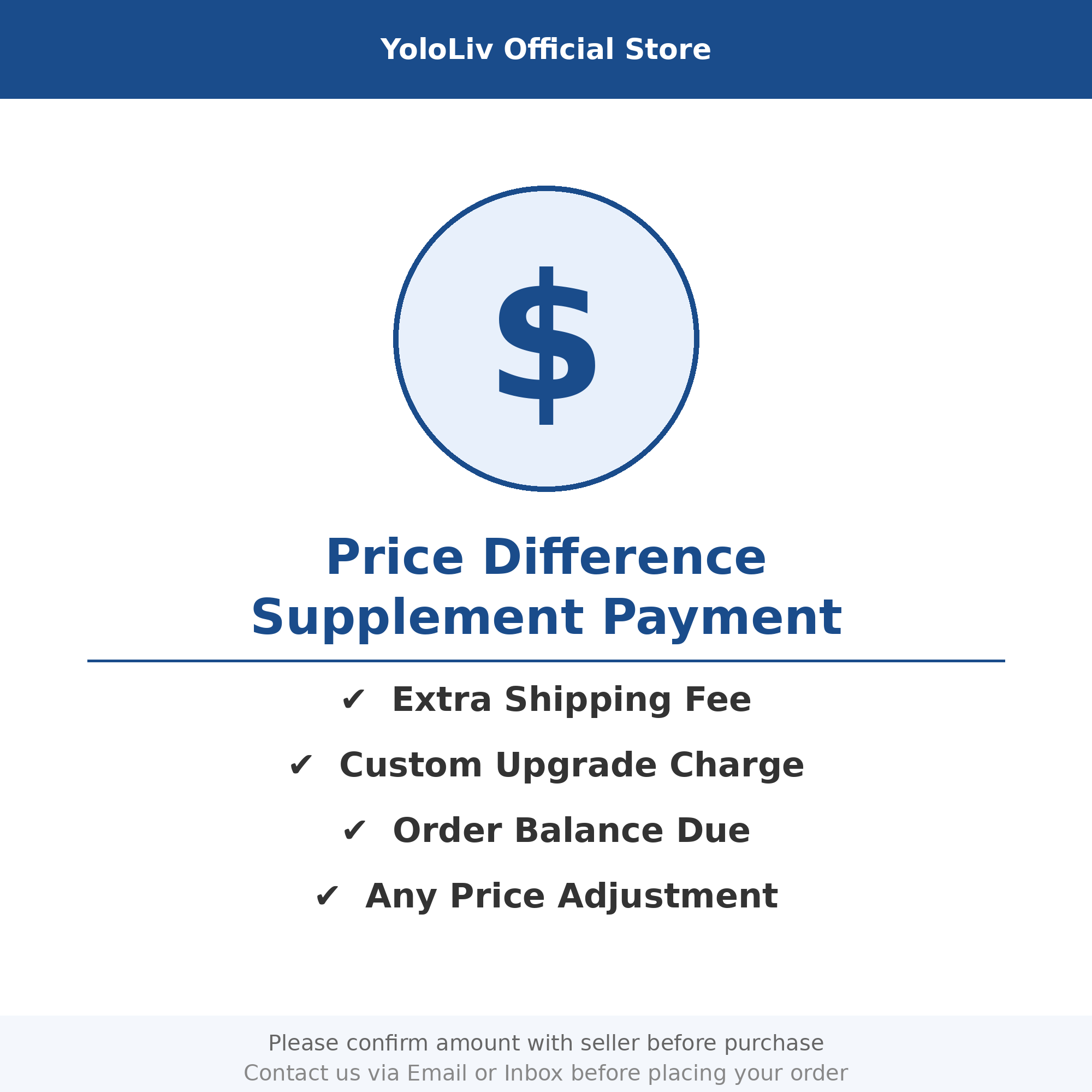 Price Difference Supplement – Extra Payment for Custom Orders, Shipping Upgrade, or Balance Due (Please Confirm Amount with Seller Before Purchase)